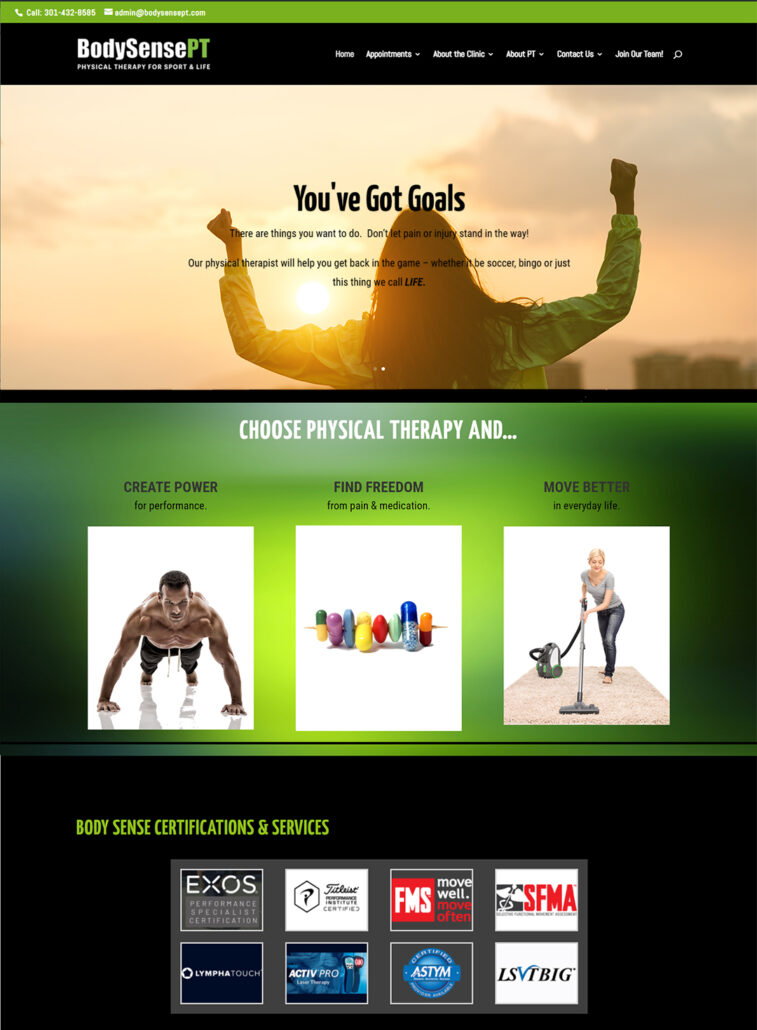 Body Sense PT homepage screenshot
